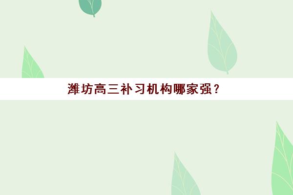 潍坊高三补习机构哪家强？2025五大公办运营特色与择校指南