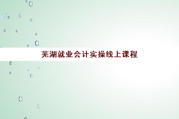 芜湖就业会计实操线上课程培训班哪个最好一点？2025年最新课程对比、师资解析与科学选择全指南